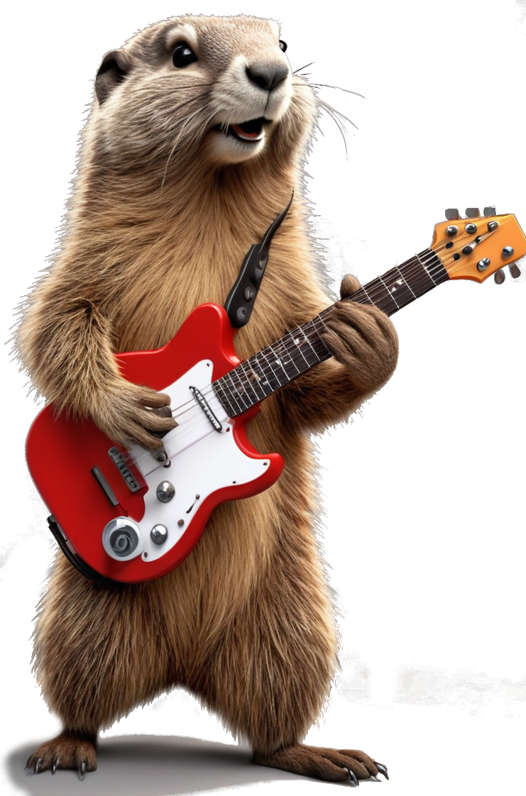 Marmotte qui joue de la guitare électrique