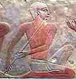 illustration représentant un flutiste égytien en train de jouer